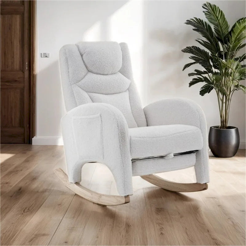 Fauteuil à bascule de puériculture ergonomique en tissu avec repose-pieds réglable
