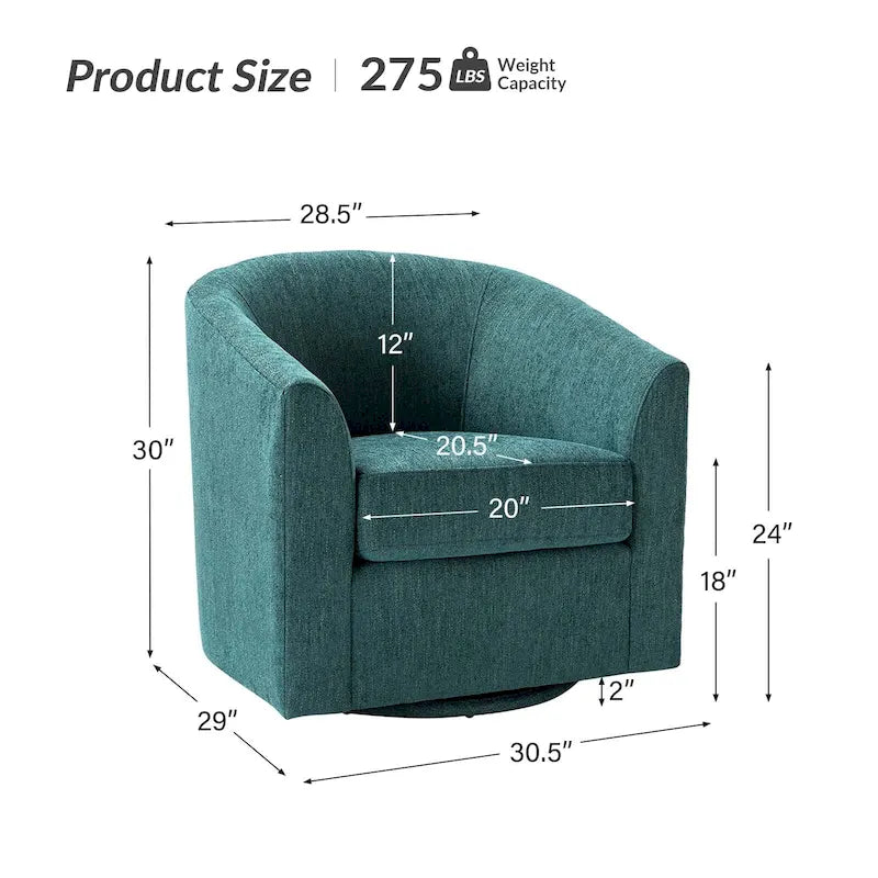 Fauteuil Cuenca moderne en tissu avec piètement pivotant