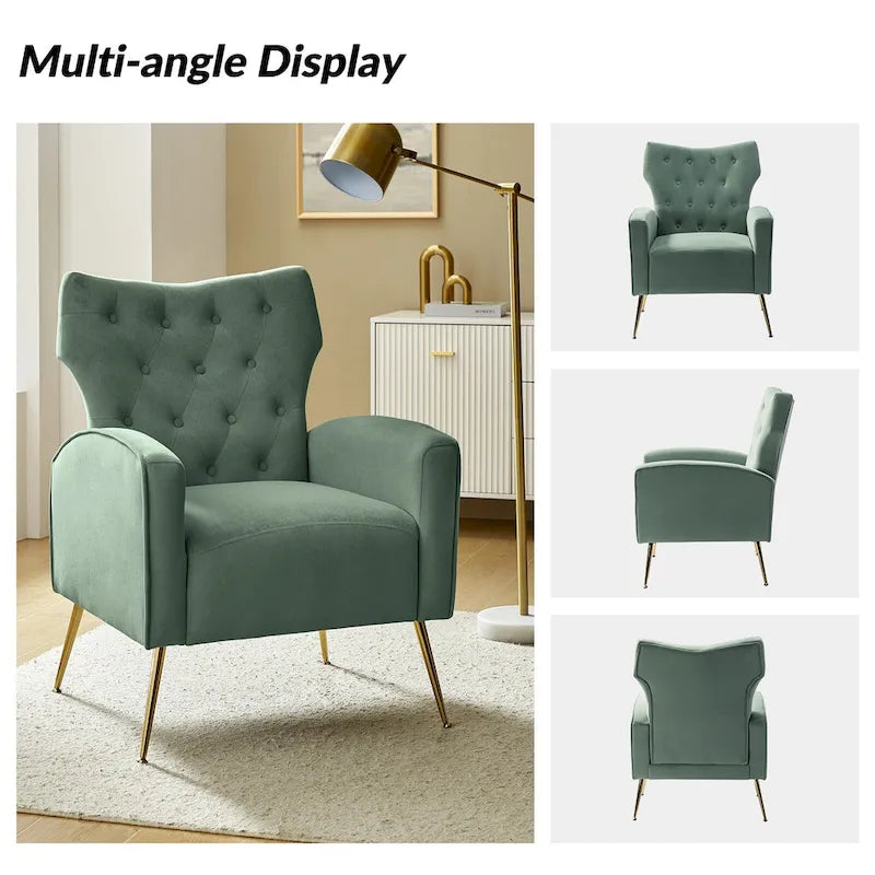 Chaise touffetée Abadiana avec accent et piètement en métal