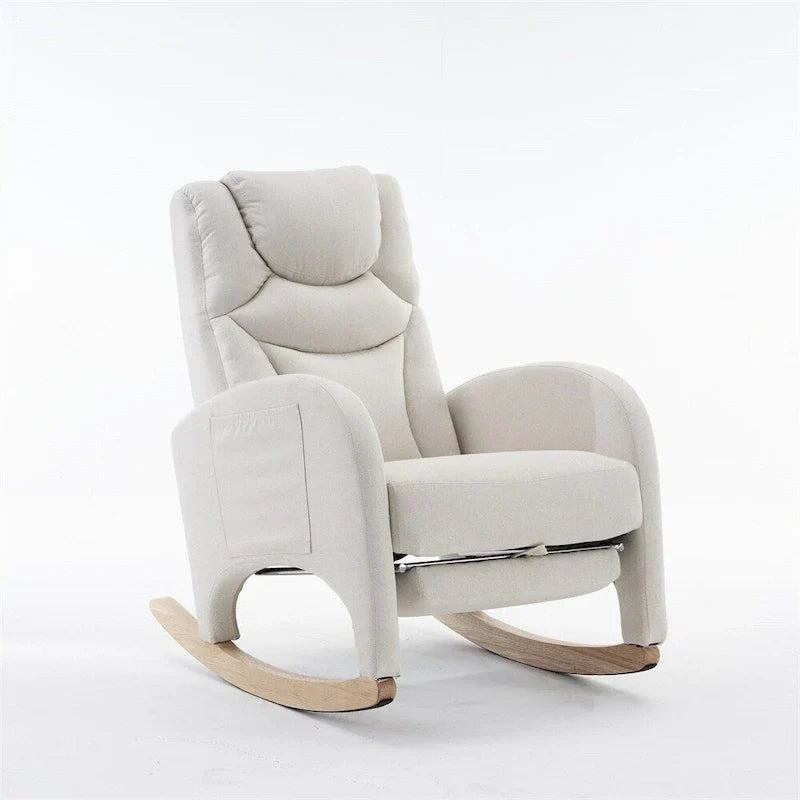 Fauteuil à bascule de puériculture ergonomique en tissu avec repose-pieds réglable