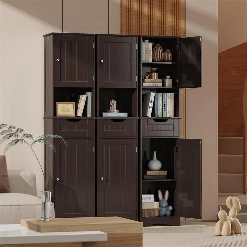 Meuble de Salle de Bain Haut de 170 cm, Colonne de Rangement Étroite avec 2 Portes et Tiroir