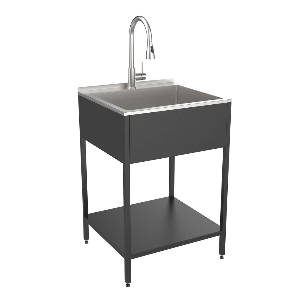 Évier de buanderie et support de lavage en acier inoxydable de 24 po L x 22 po P x 35 po H