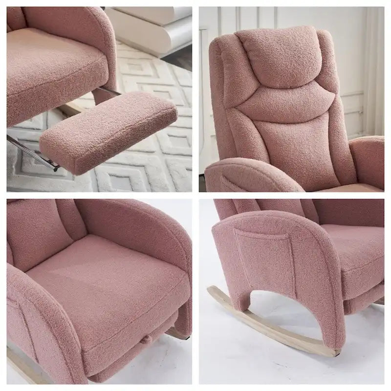 Fauteuil à bascule de puériculture ergonomique en tissu avec repose-pieds réglable