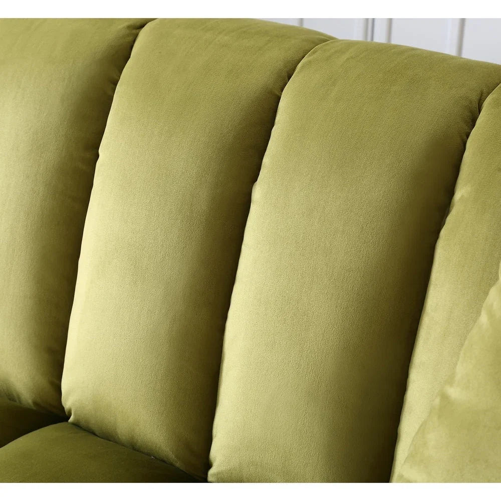 Canapé convertible de salon en tissu matelassé avec dossier cannelé