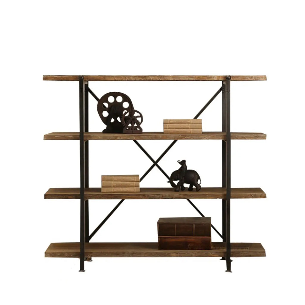Étagère murale industrielle en bois et métal à 4 niveaux