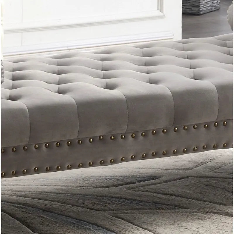 Banc rembourré en velours capitonné surdimensionné avec accoudoirs arrondis de 71 pouces