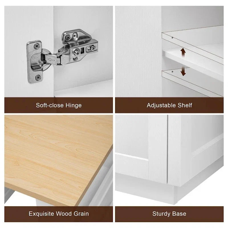 Îlot de cuisine en bois de 210 cm pour 4 à 6 personnes avec table à manger extensible et rangement double.