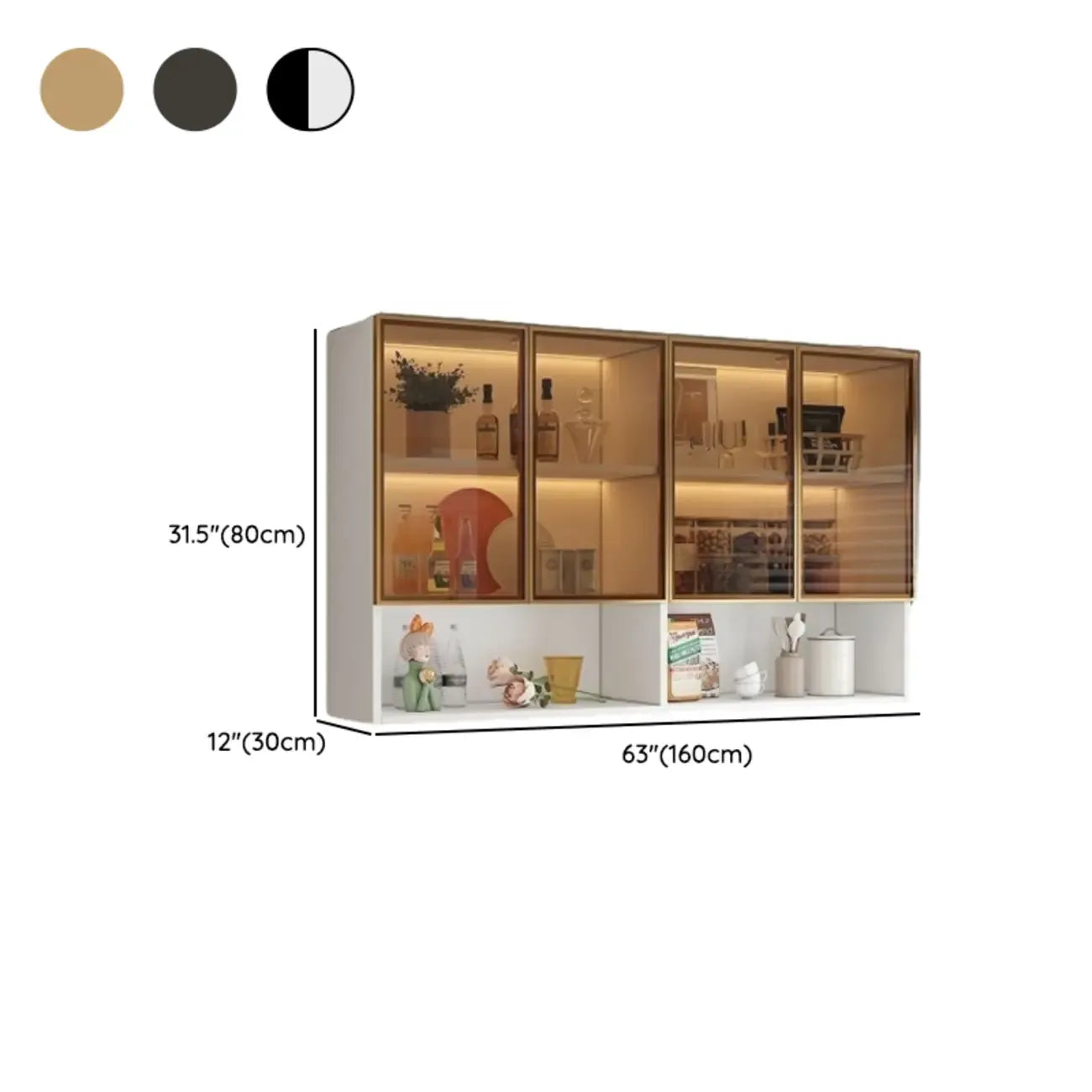Armoire de cuisine murale grise en bois pour rangement