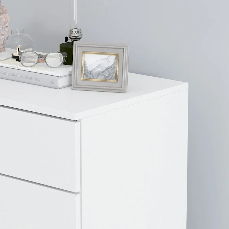 Commode de rangement à 5 tiroirs Table de chevet Meuble de rangement 60 cm L Blanc/Dos