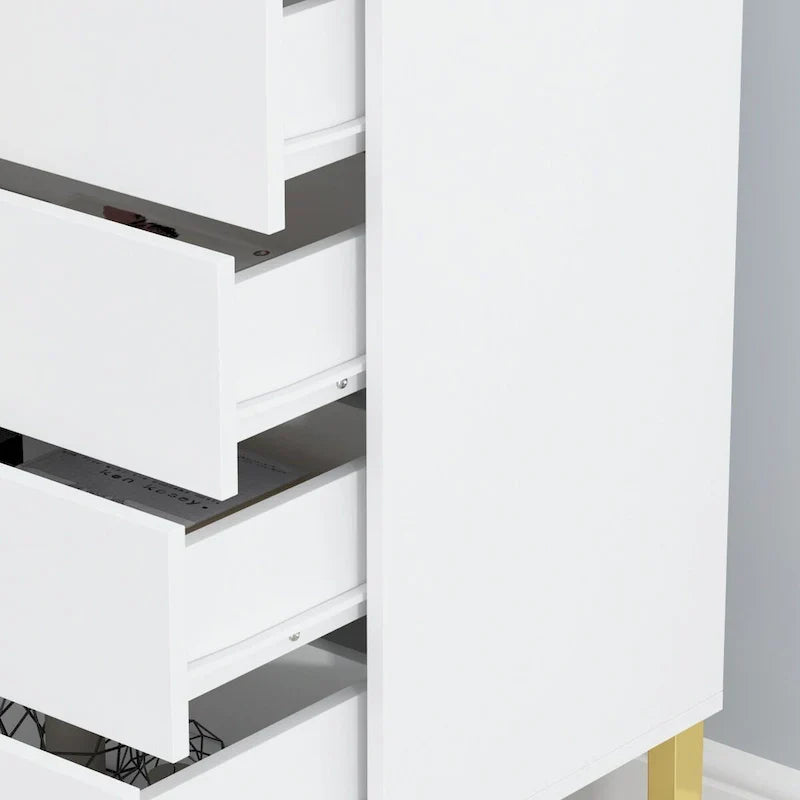 Commode de rangement à 5 tiroirs Table de chevet Meuble de rangement 60 cm L Blanc/Dos