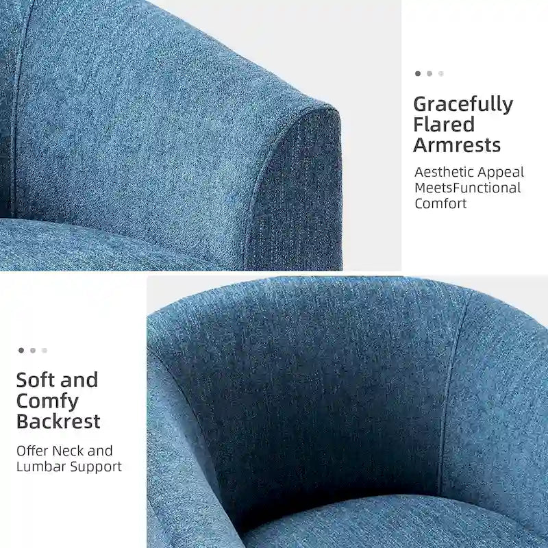Fauteuil Cuenca moderne en tissu avec piètement pivotant