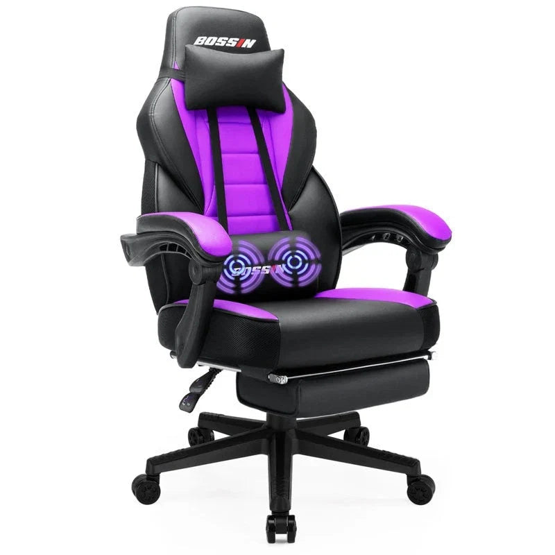 Chaise de jeu style course BOSSIN, fauteuil gamer grande taille 300 lb, chaise d'ordinateur à dossier haut