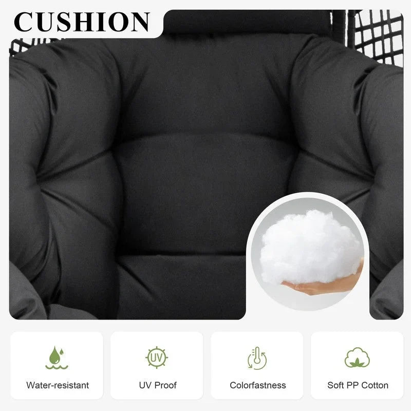 FINCATI Fauteuil Œuf d'intérieur, Fauteuil Œuf d'extérieur 200 kg, Fauteuil Œuf surdimensionné avec pouf, Fauteuil Œuf de luxe confortable avec repose-pieds