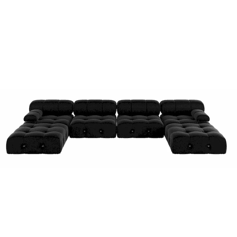 Canapé d'angle modulable noir en velours