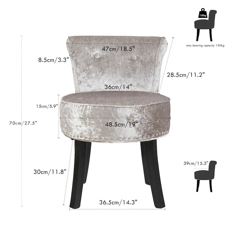 Tabouret de Coiffeuse en Bois Massif de 69,85 cm de haut - 69,85 H X 48,26 L X 29,97 P