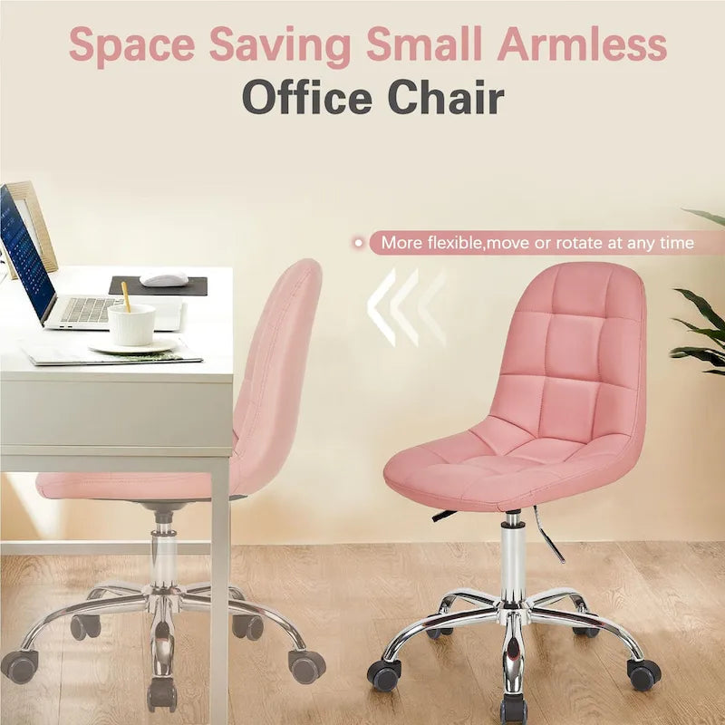 Chaise de bureau à domicile sans accoudoirs Javlergo, chaise de bureau d'ordinateur réglable en hauteur avec roulettes