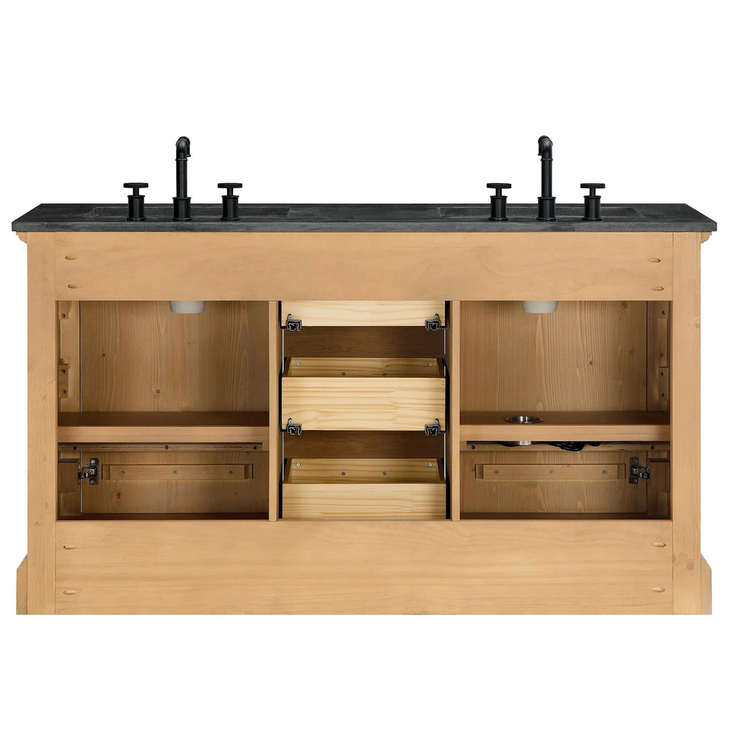 Meuble sous-vasque Hervas avec plateau en marbre naturel, sans miroir