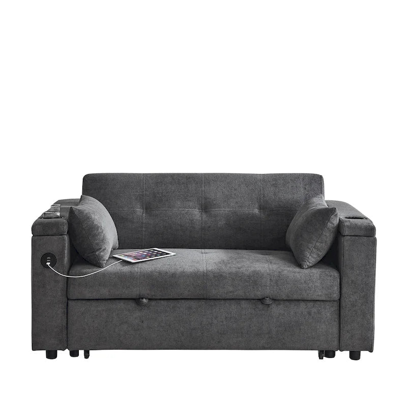 Canapé convertible 54 pouces avec lit gigogne, double assise, fonction relax