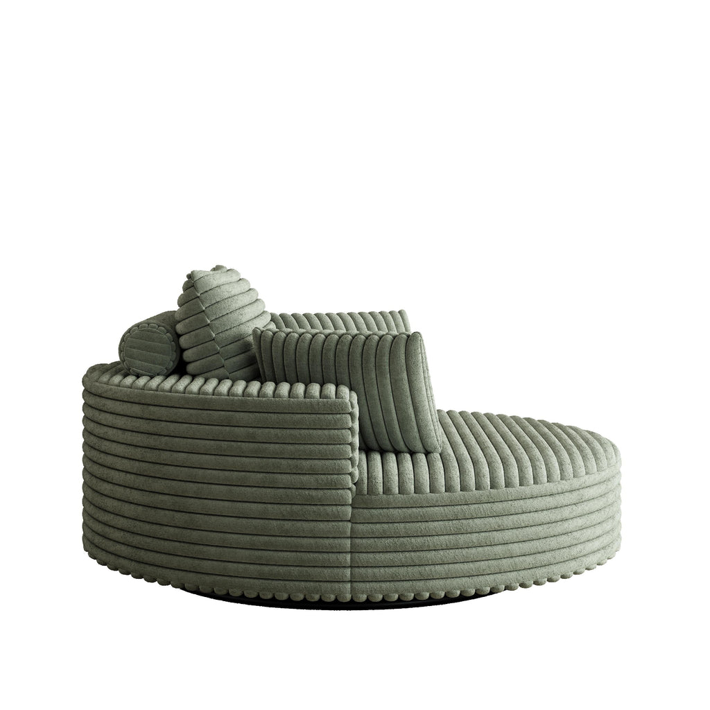 Fauteuil pivotant simple en velours côtelé et chenille avec rembourrage en mousse