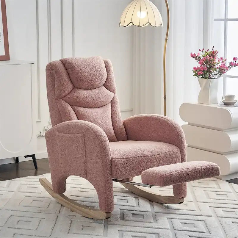 Fauteuil à bascule de puériculture ergonomique en tissu avec repose-pieds réglable