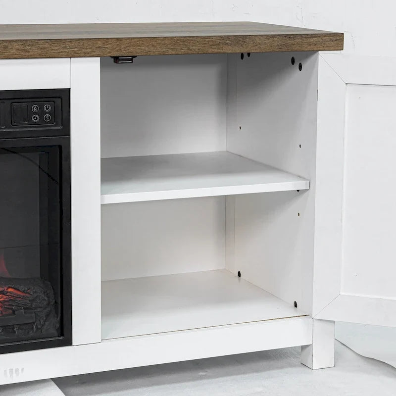 Meuble TV de ferme avec cheminée électrique de 58 po, console pour téléviseurs jusqu'à 65 po