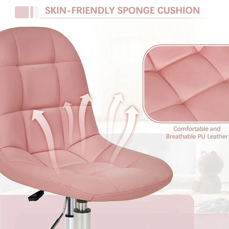 Chaise de bureau à domicile sans accoudoirs Javlergo, chaise de bureau d'ordinateur réglable en hauteur avec roulettes