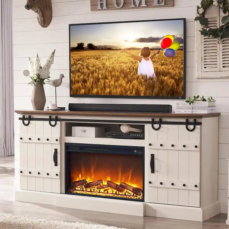 Meuble TV Cheminée de Ferme, Meuble Multimédia, Console Multimédia