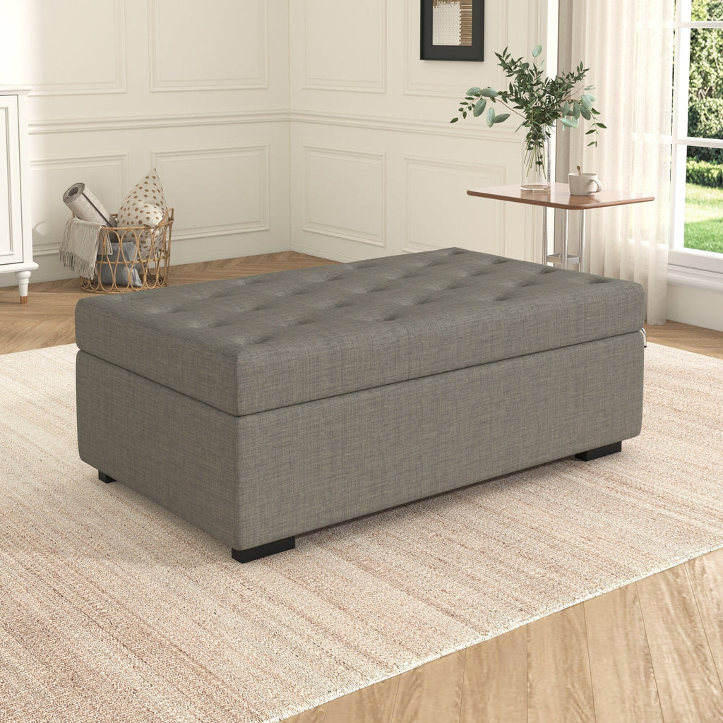 Pouf lit pliant, pouf de 126 cm avec lit pliant, pouf-lit convertible avec matelas à mémoire de forme et design capitonné