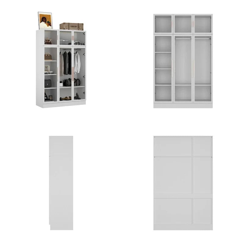 47,2 Grande Armoire LED Lumineuse Placard à Portes en Verre Entièrement en Verre