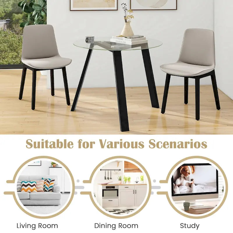 Table de salle à manger ronde en verre Costway 36" pour 4 personnes avec plateau en verre trempé - Voir détails
