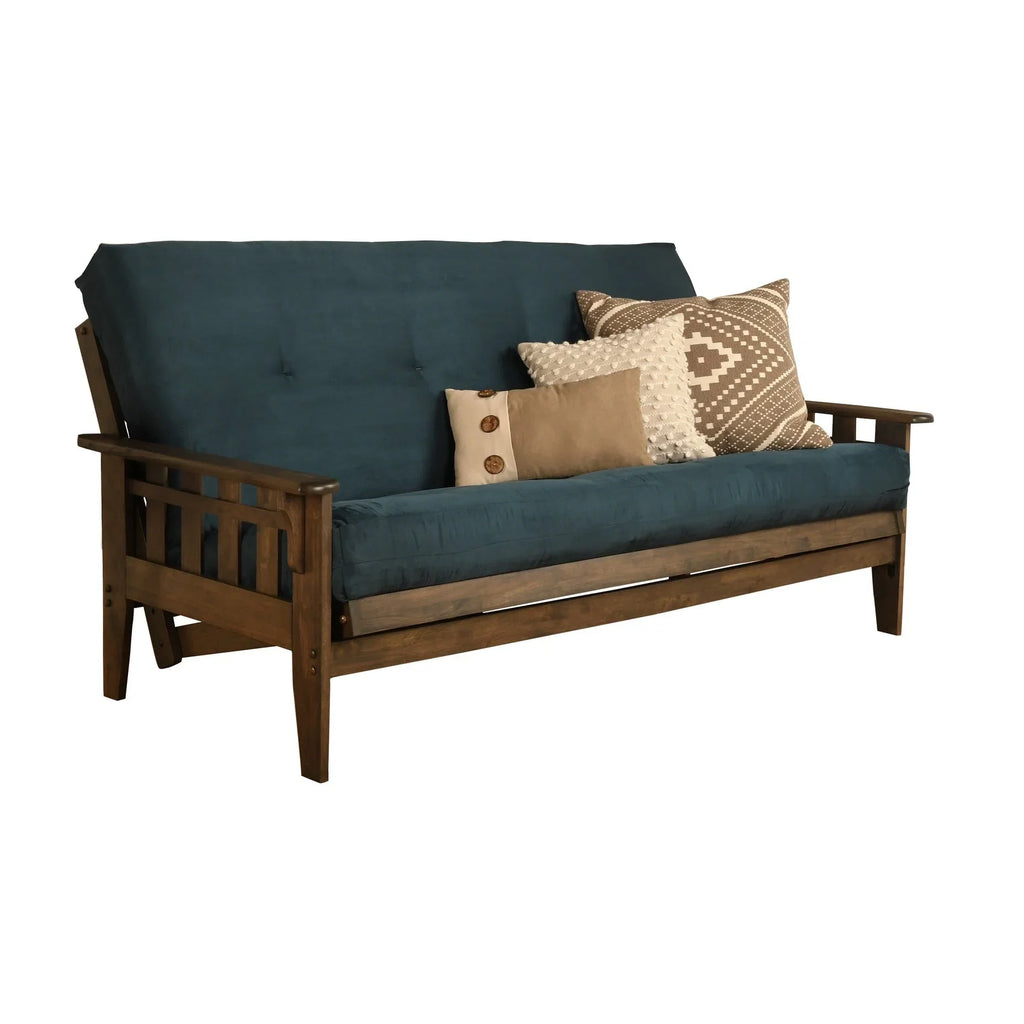 Ensemble futon rustique en noyer grand format avec matelas