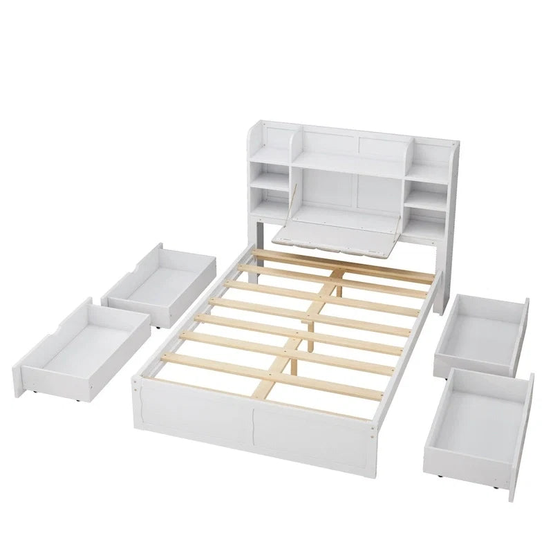 Cadre de lit avec 4 tiroirs de rangement portables sous le lit