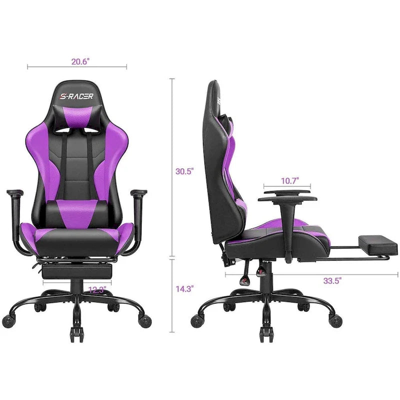 Chaise de jeu avec repose-pieds - Chaise de bureau ergonomique
