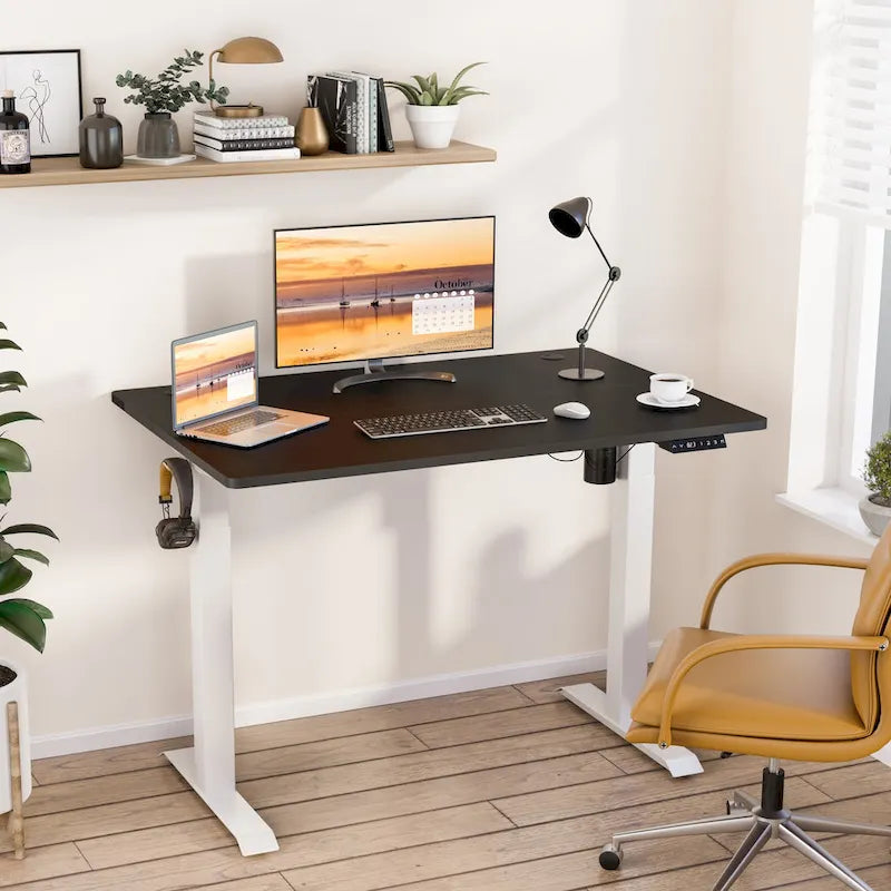 Futzca Bureau assis debout électrique réglable en hauteur avec plateau en épicéa