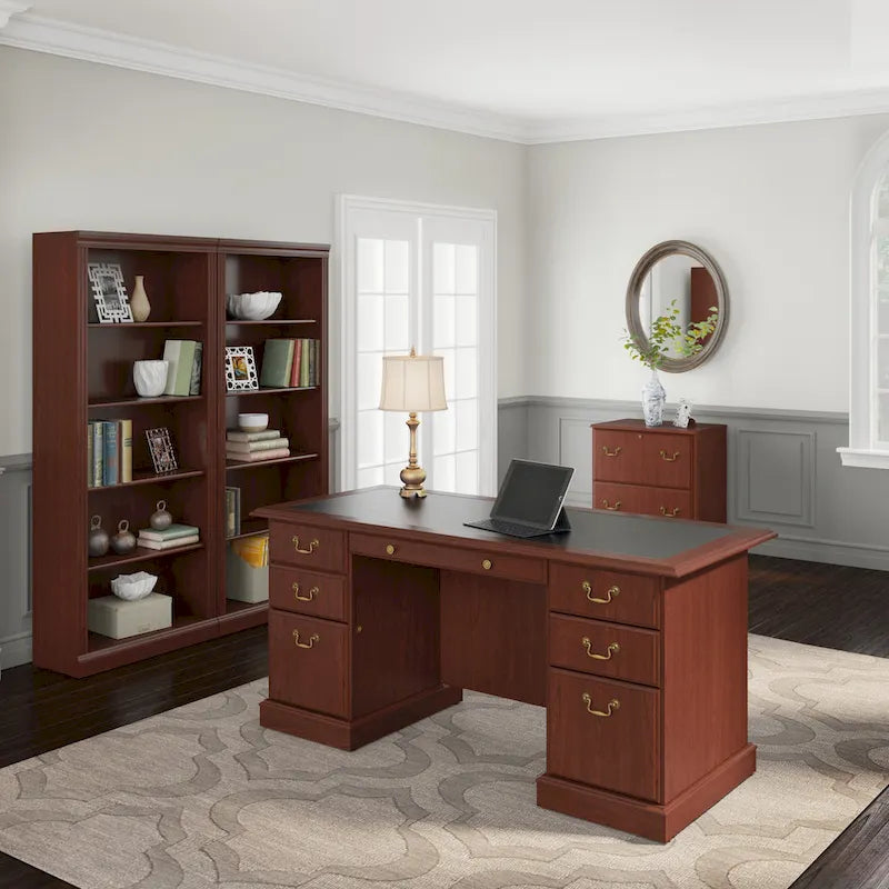 Bureau de direction Bush Furniture Saratoga avec tiroirs et rangements
