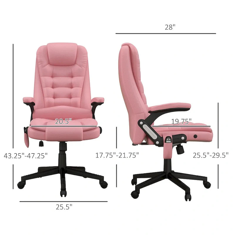 Chaise de bureau de massage vibrante à dossier haut HOMCOM avec 6 points de vibration, chaise d'ordinateur inclinable et chauffante en cuir PU