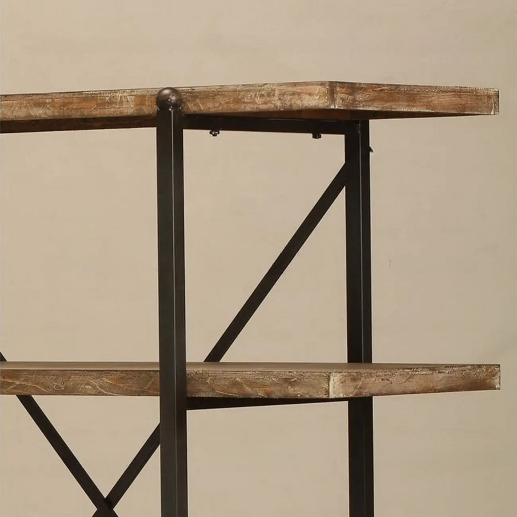 Étagère murale industrielle en bois et métal à 4 niveaux
