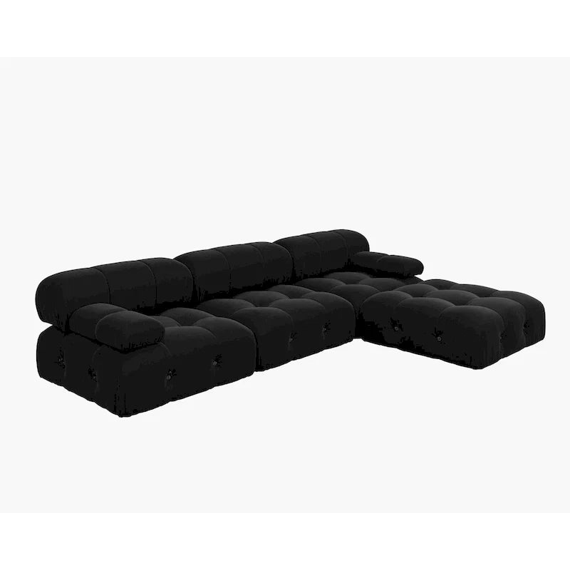 Canapé d'angle modulable noir en velours