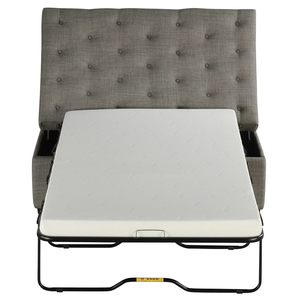 Pouf lit pliant, pouf de 126 cm avec lit pliant, pouf-lit convertible avec matelas à mémoire de forme et design capitonné