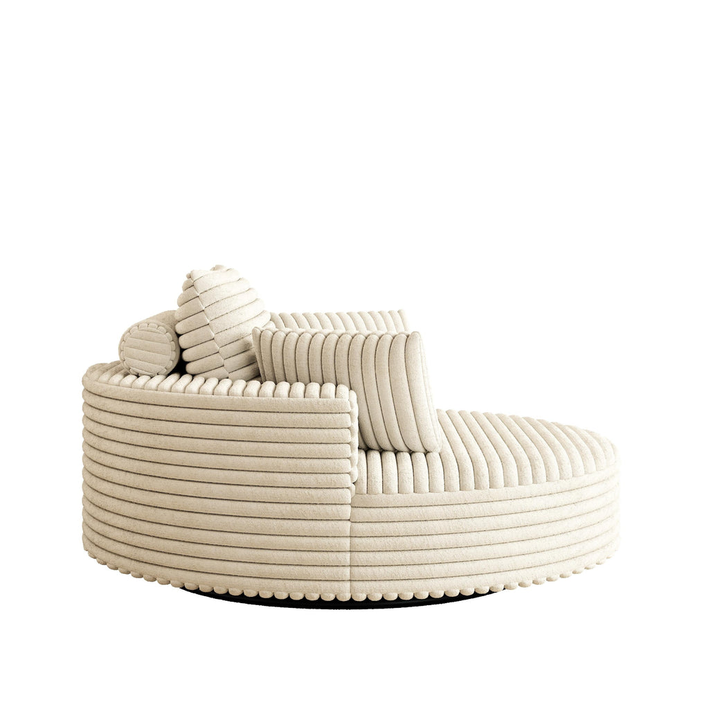 Fauteuil pivotant simple en velours côtelé et chenille avec rembourrage en mousse
