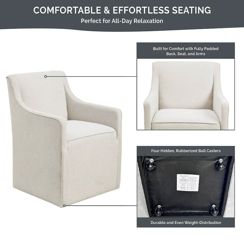 Chaise de salle à manger Charlotte avec roulettes