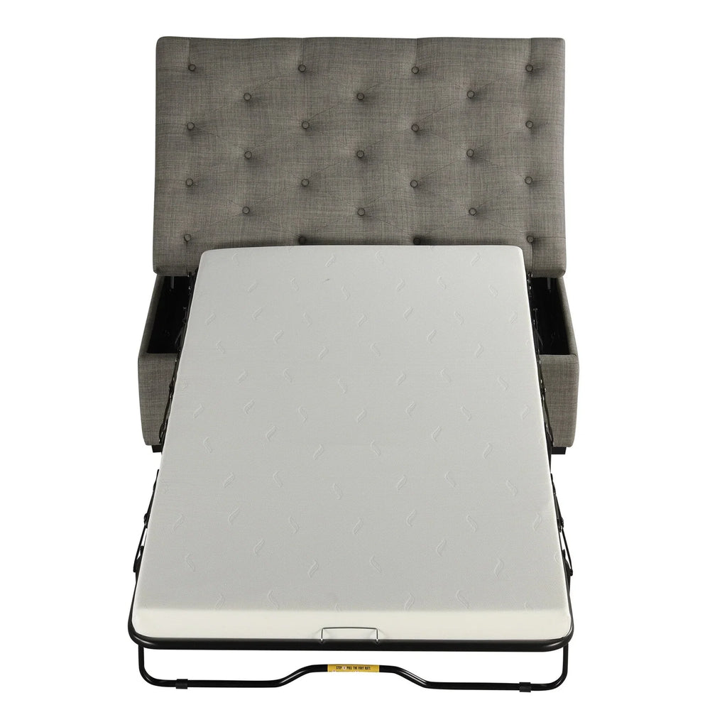 Pouf lit pliant, pouf de 126 cm avec lit pliant, pouf-lit convertible avec matelas à mémoire de forme et design capitonné