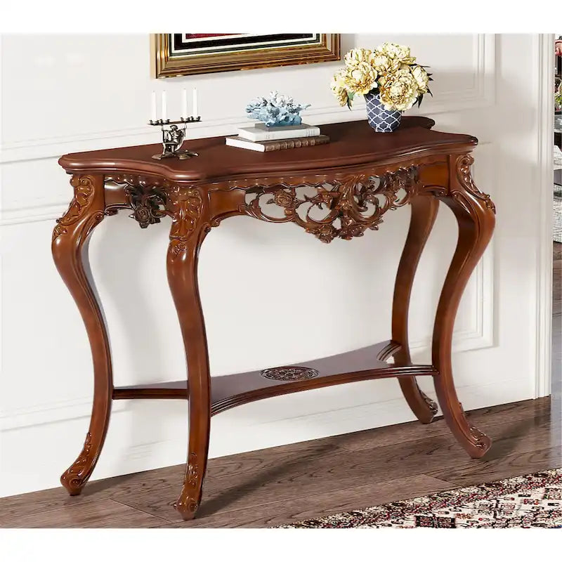 Console double plateau sculptée classique pour entrée salon