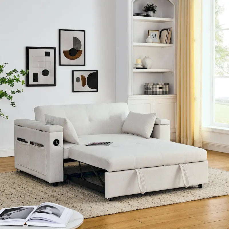 Canapé convertible 54 pouces avec lit gigogne, double assise, fonction relax
