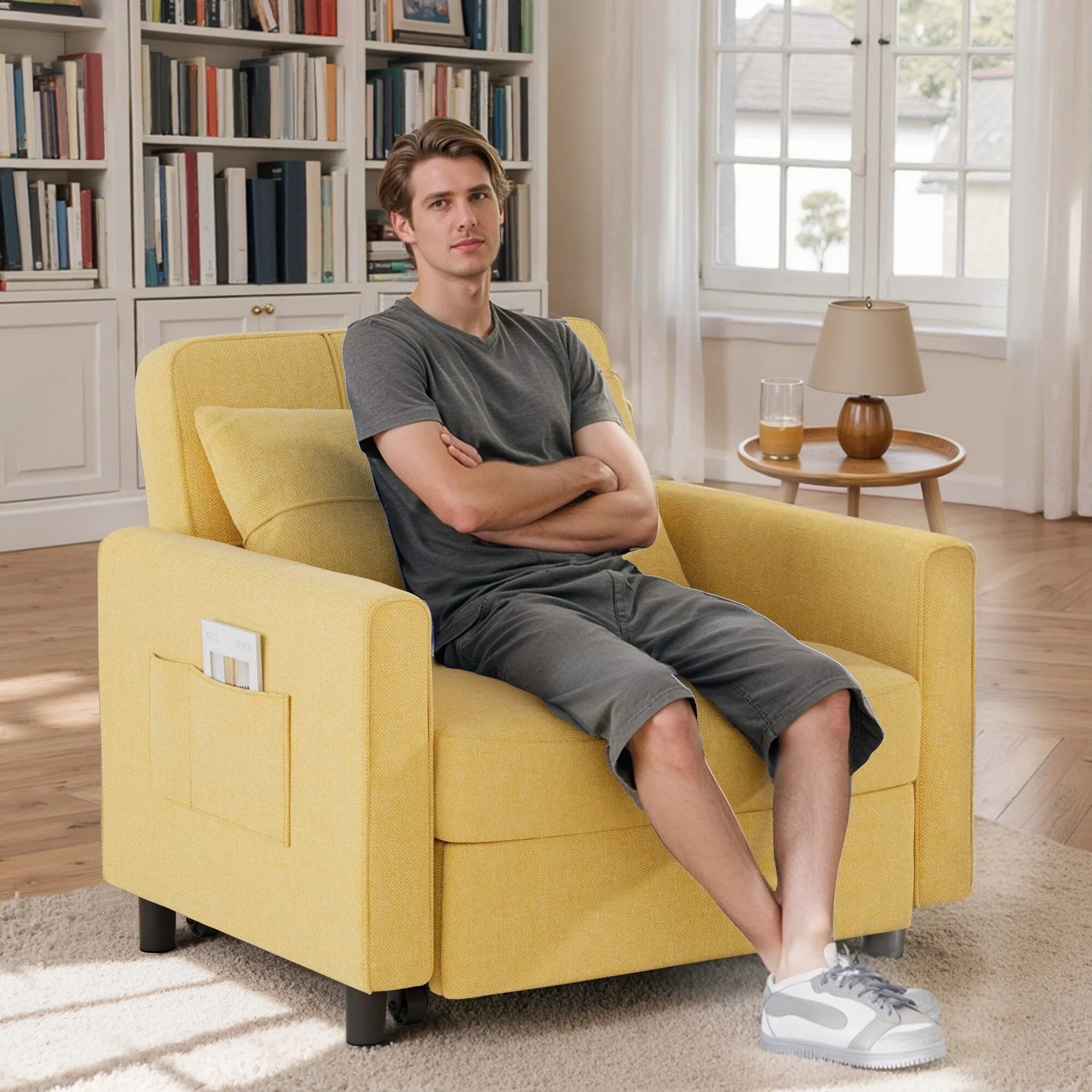 Canapé-lit convertible 3-en-1, Canapé-chaise dépliable, Lit pliant convertible pour salon
