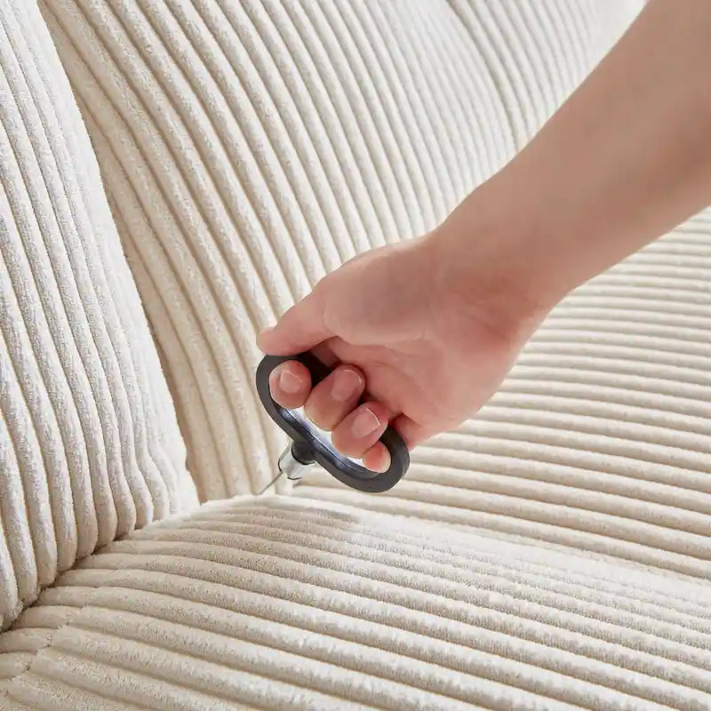 Fauteuil inclinable pivotant et coulissant en velours côtelé avec repose-pieds pour salon
