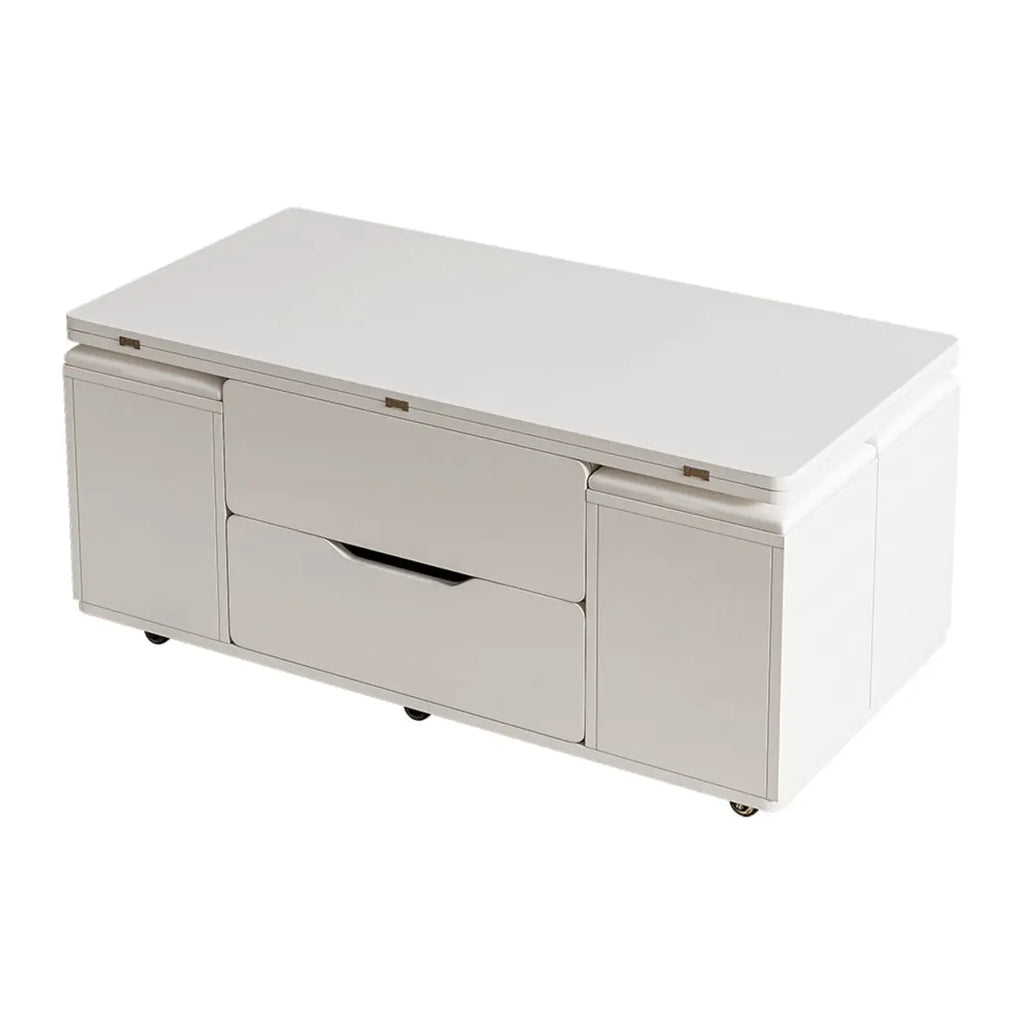 Table basse relevable pliable avec 4 tabourets et rangement