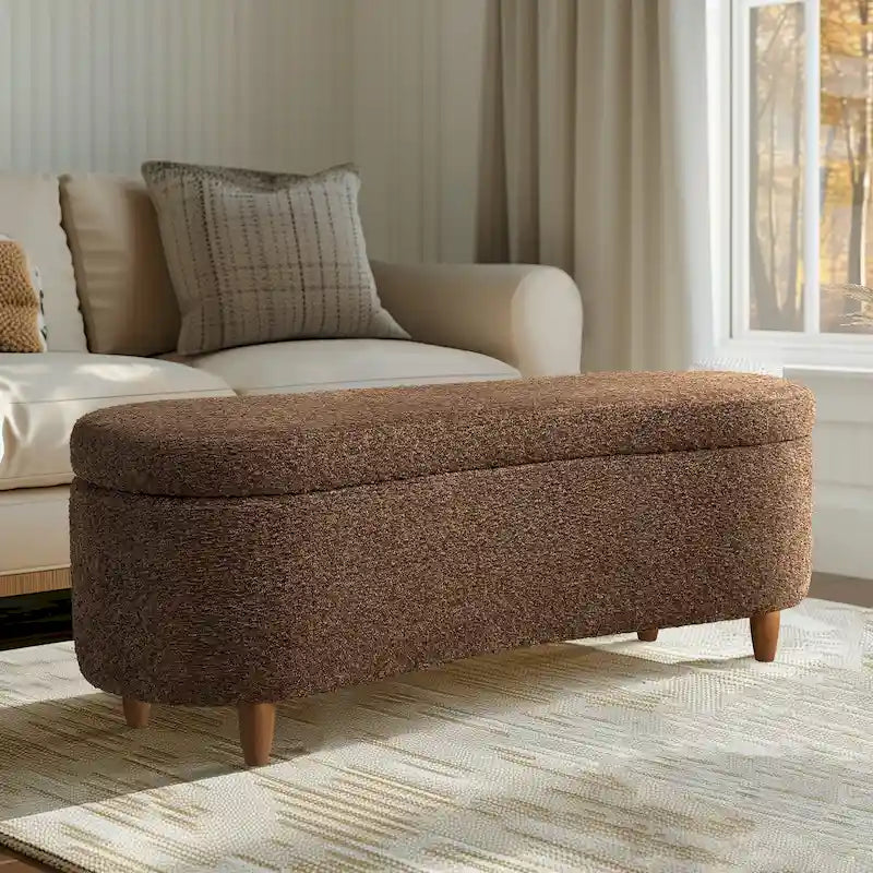 Banc de rangement rabattable INK+IVY Bailey Taupe Boucle