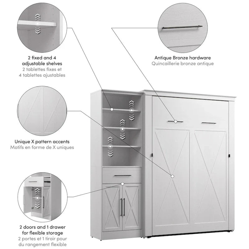 Lit escamotable Key West avec armoire-penderie (88W) de Bestar