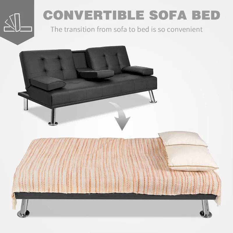 Canapé Futon Convertible Homall avec Porte-gobelets et Oreillers